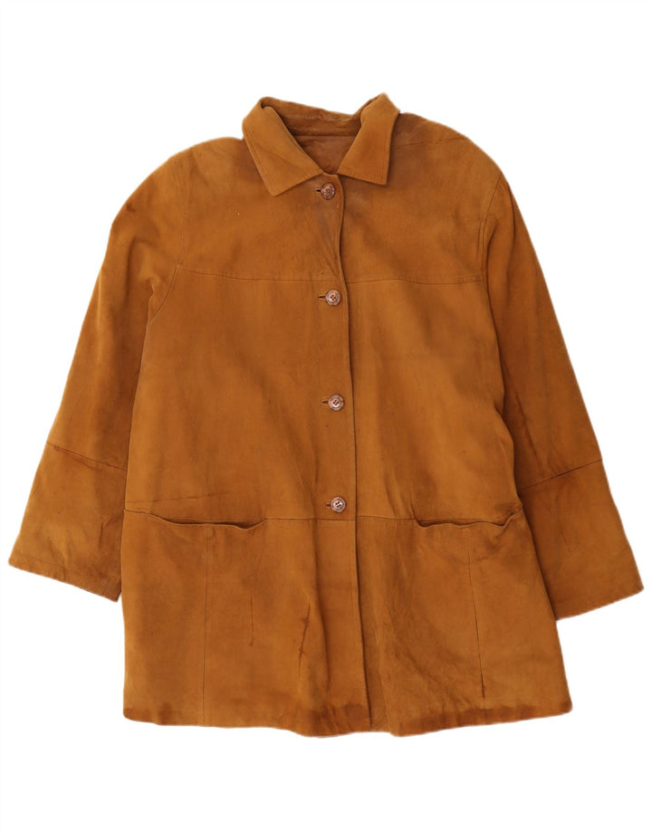 manteau en cuir surdimensionné femme vintage UK 20 2XL Cuir marron