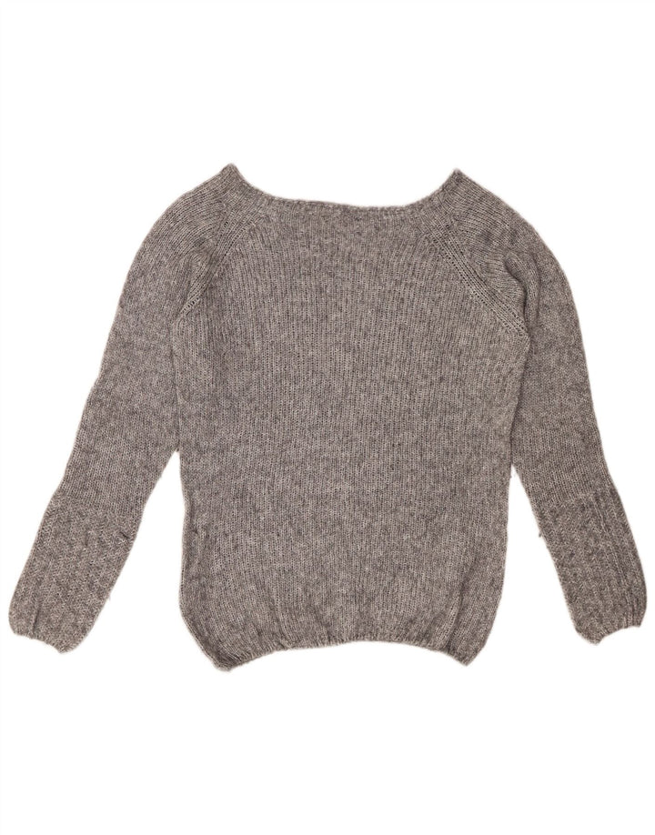 FRED PERRY Pull col bateau pour femme UK 14 Gris moyen moucheté