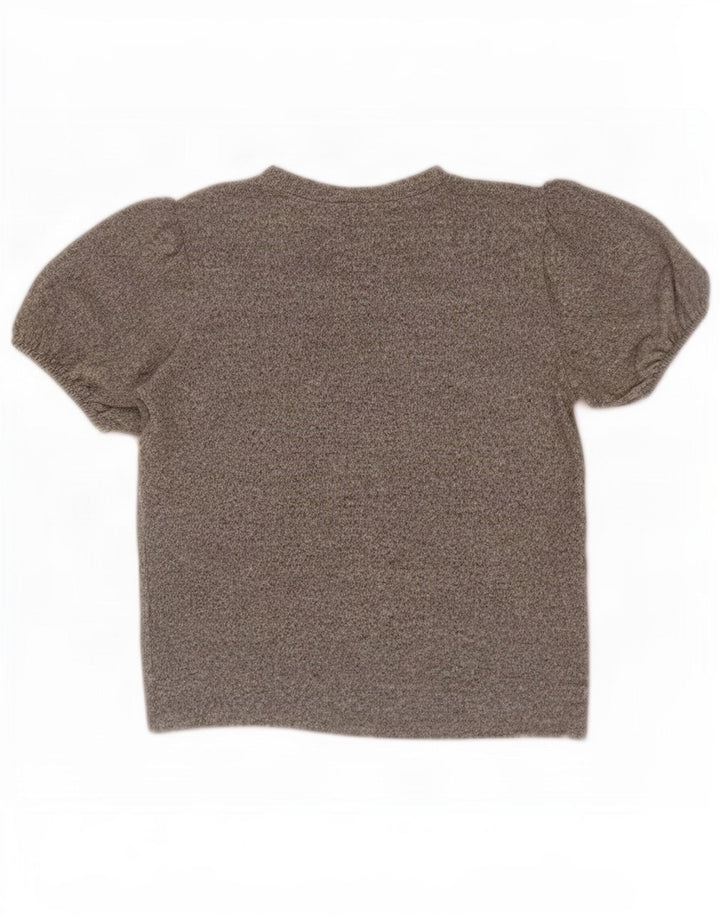 Zara Womens Blouse Top UK 12 Gris Moyen Moucheté