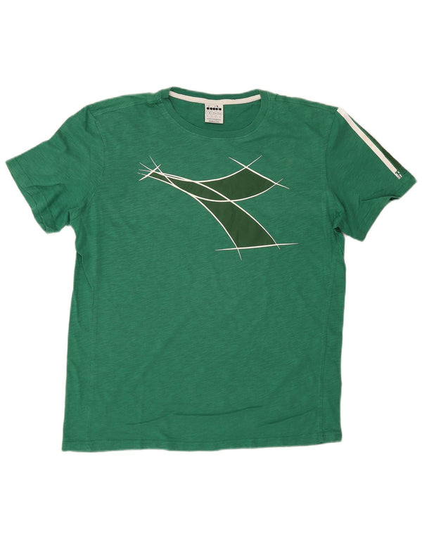 Diadora T-Shirt Graphique Haut Large Vert Coton Homme