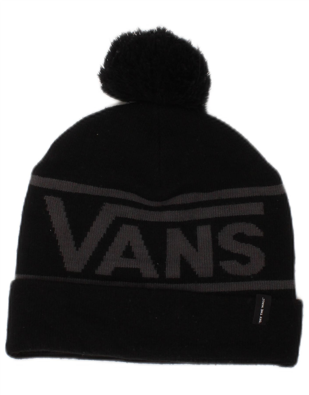 Vans Bonnet en tricot graphique pour homme, taille unique, acrylique color block noir
