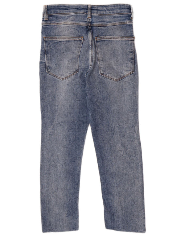 Zara Femmes Capri Distressed Slim Jeans EU 36 XS W26 L22 Bleu