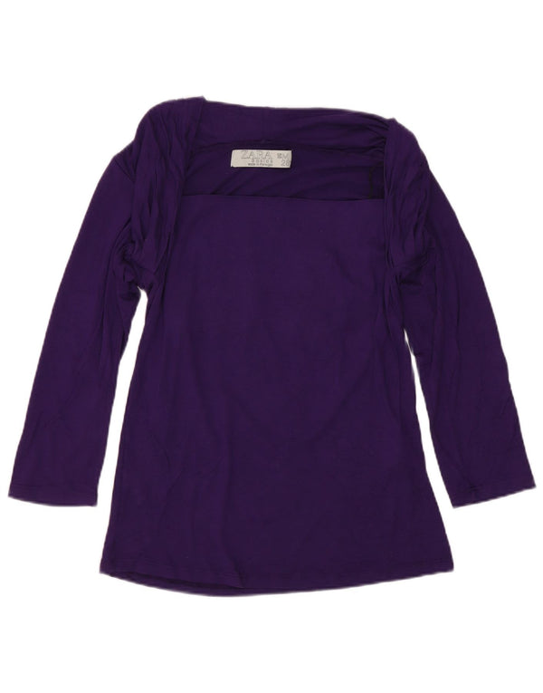 Zara Womens Top 3/4 Sleeve UK 12 Medium Purple Viscose