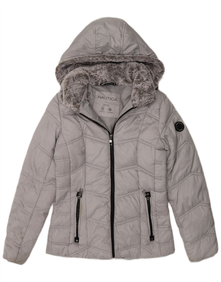 Nautica Veste matelassée à capuche pour femme UK 6 XS Gris Polyester
