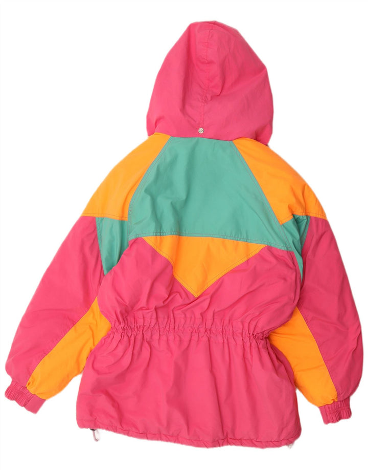 Colle Veste de ski à capuche pour femme UK 10 Petit Rose Colorblock Polyester