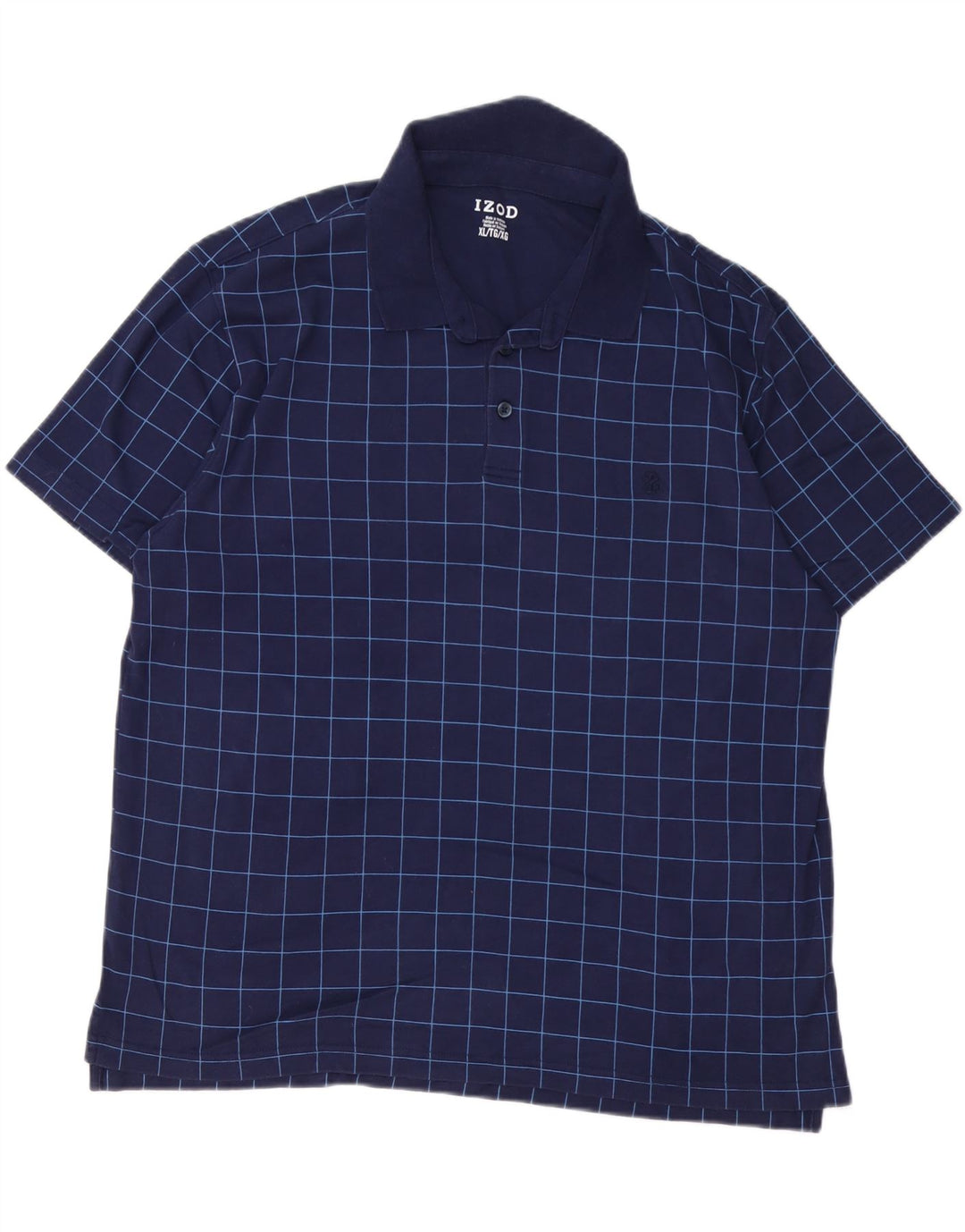 IZOD Polo Homme XL Bleu Marine Carreaux Coton