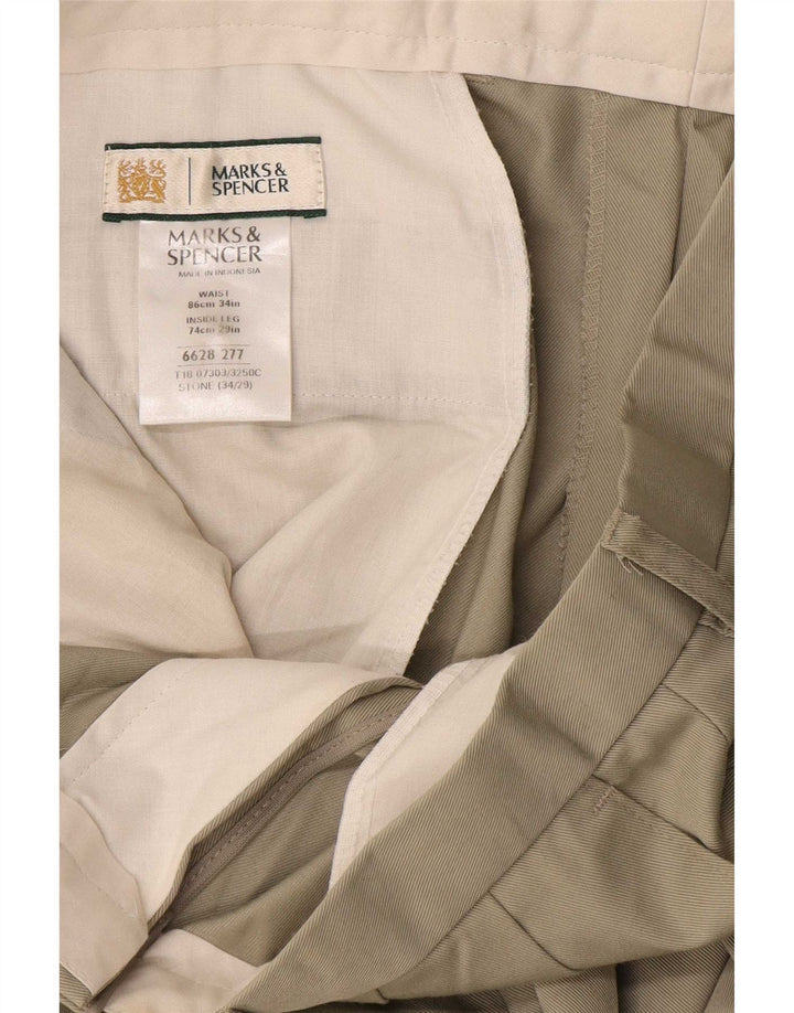 Marks & Spencer Pantalon Chino Pegged Homme W34 L29 Gris Polyester