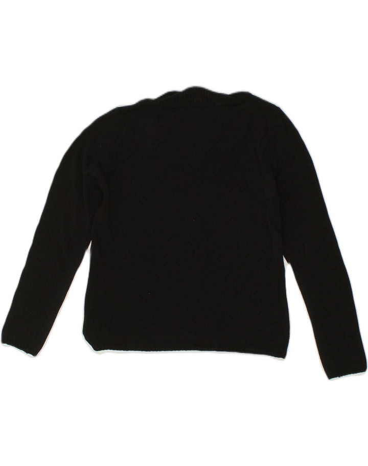 VINTAGE Womens Shawl Neck Jumper Sweater UK 12 Medium Black Cotton | Vintage Vintage | Thrift | Second-Hand Vintage | Used Clothing | Messina Hembry 