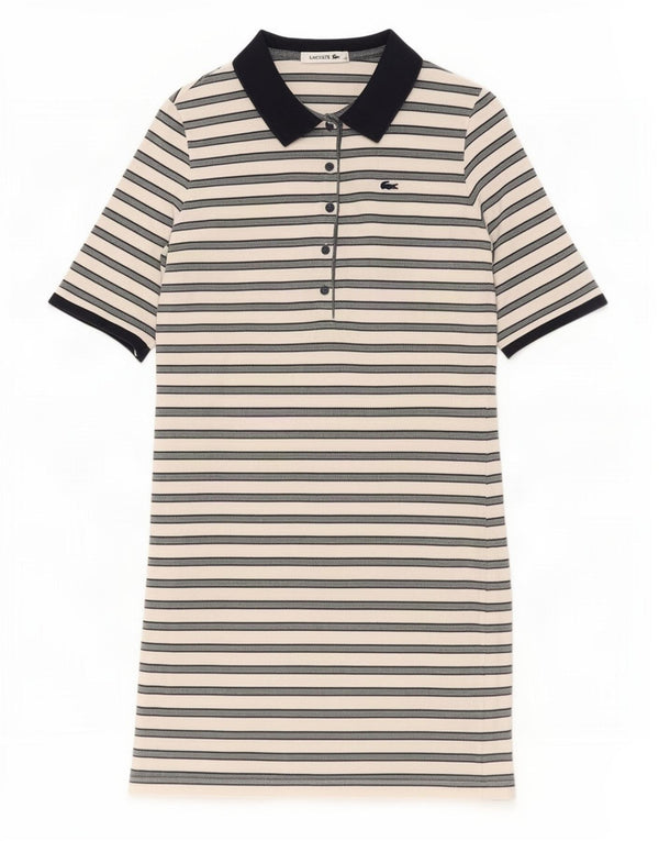 Lacoste Robe Polo Femme Taille 42 Grand Coton Rayé Blanc