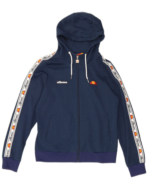 Ellesse Pull à capuche zippé pour femme UK 12 Bleu marine moyen Colourblock