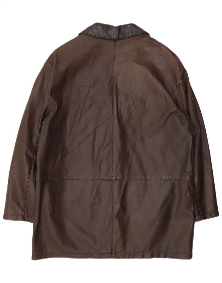 manteau en cuir surdimensionné femme vintage IT 46 Grand cuir marron