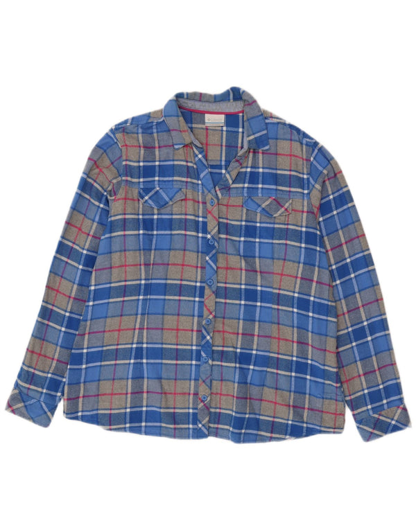Columbia Chemise surdimensionnée en flanelle pour femme UK 18 XL Bleu à carreaux en coton