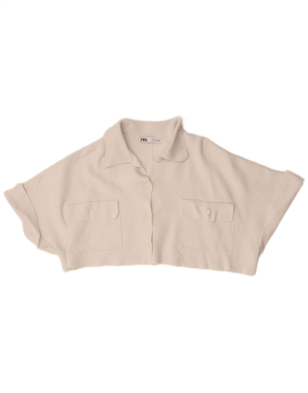 Zara Womens Crop Oversize Cardigan Top UK 10 Petite Viscose Blanche