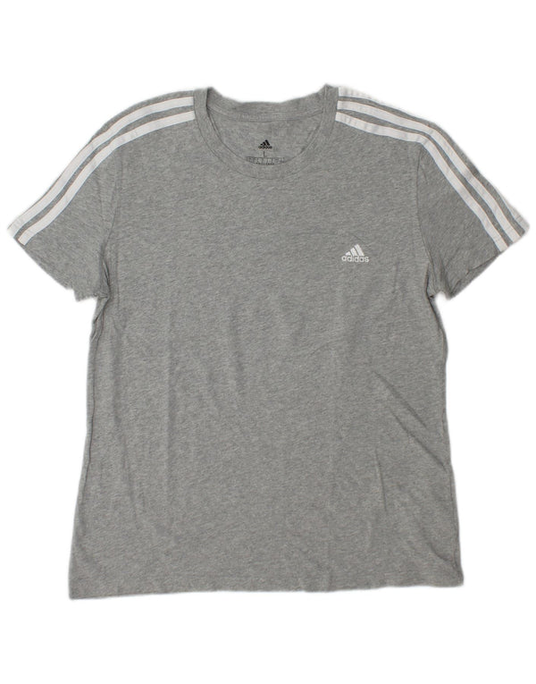 ADIDAS T-Shirt Femme Top UK 16/18 Large Gris Coton