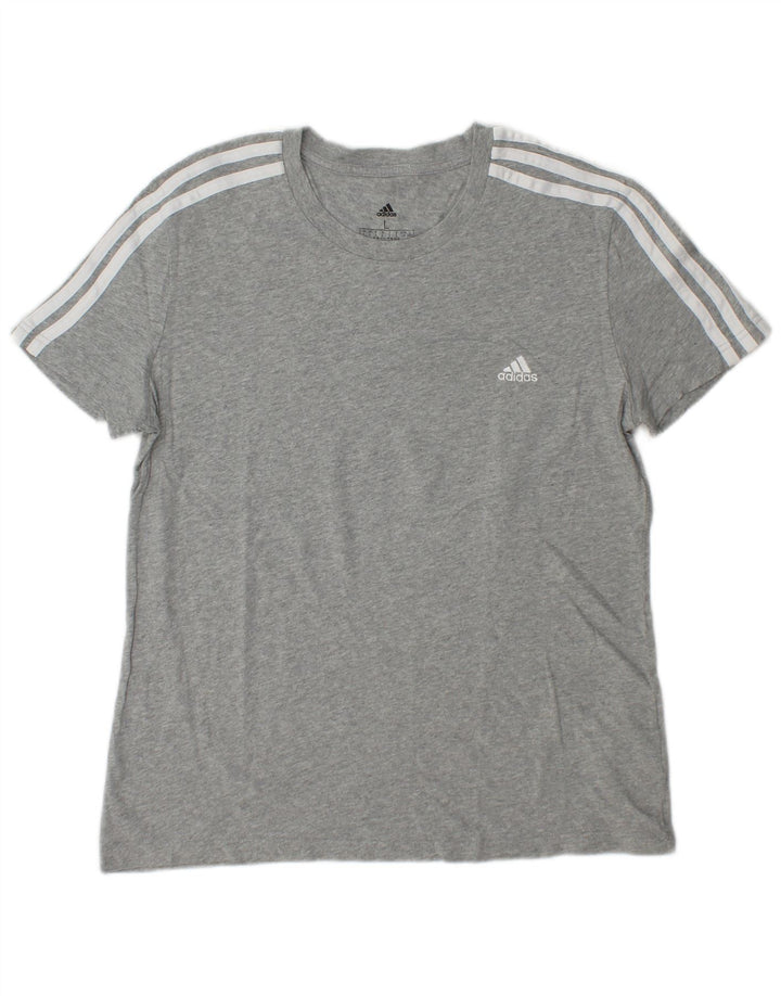 ADIDAS T-Shirt Femme Top UK 16/18 Large Gris Coton
