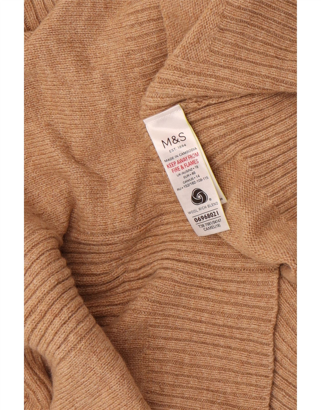 Marks & Spencer Pull col roulé pour femme UK 18 XL Laine beige