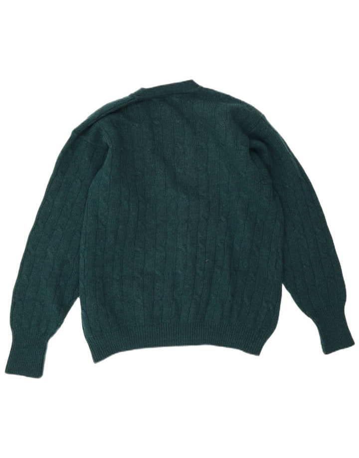 vintage Homme Cardigan Pull IT 50 Laine Vert Moyen