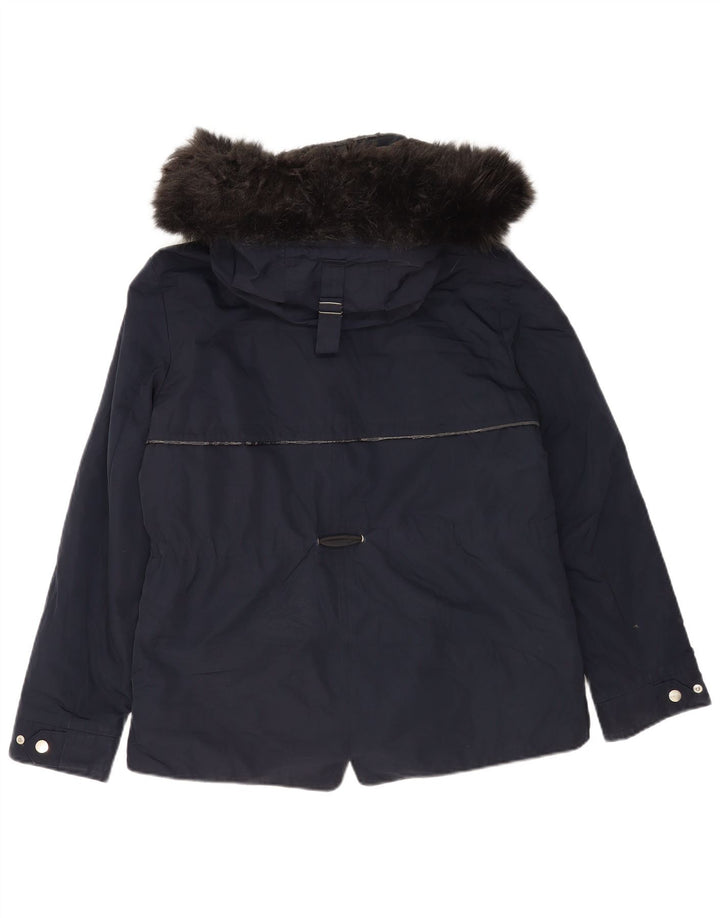 Zara Parka à capuche pour femme UK 14 Bleu marine moyen