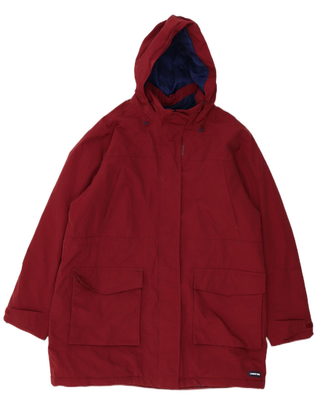 LANDS END Manteau coupe-vent surdimensionné à capuche pour femme UK 18 XL Nylon bordeaux