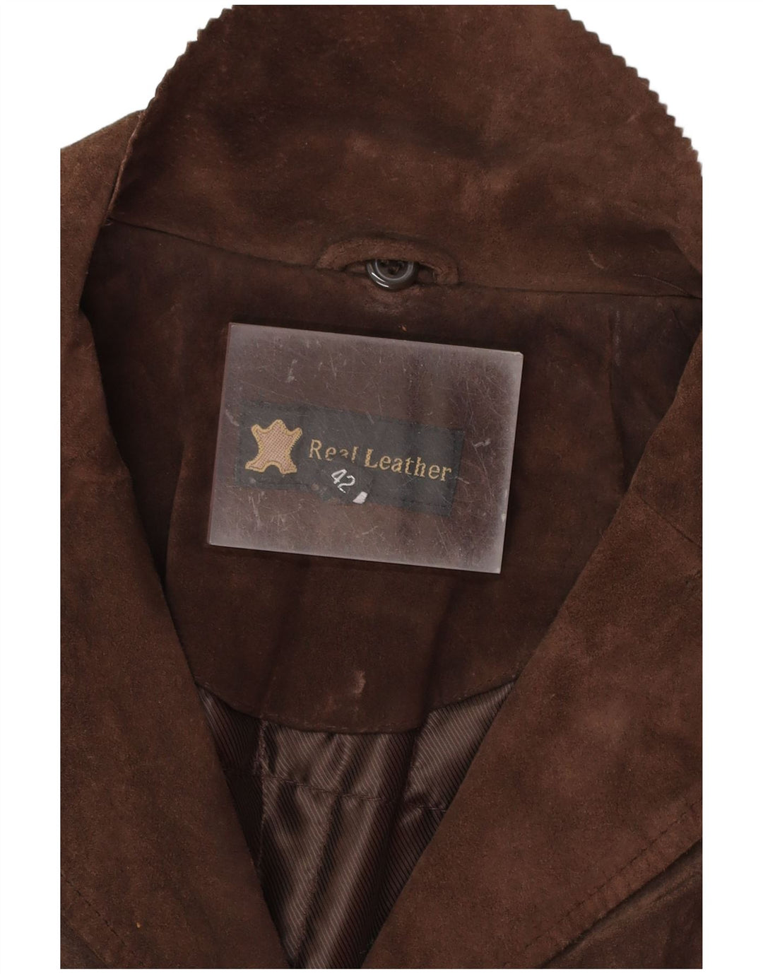 VINTAGE Veste en daim femme EU 42 Grand cuir marron