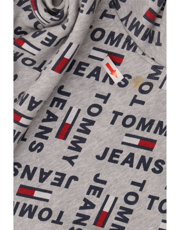 TOMMY HILFIGER Pull à capuche graphique pour homme Large Gris Coton