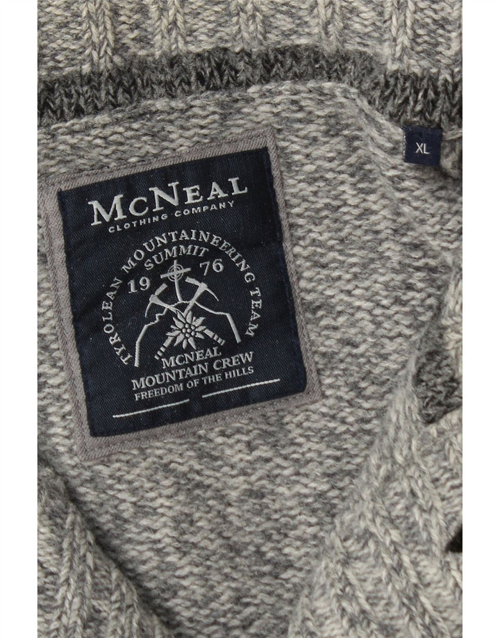 McNeal Cardigan pour homme XL en laine d'agneau mouchetée gris
