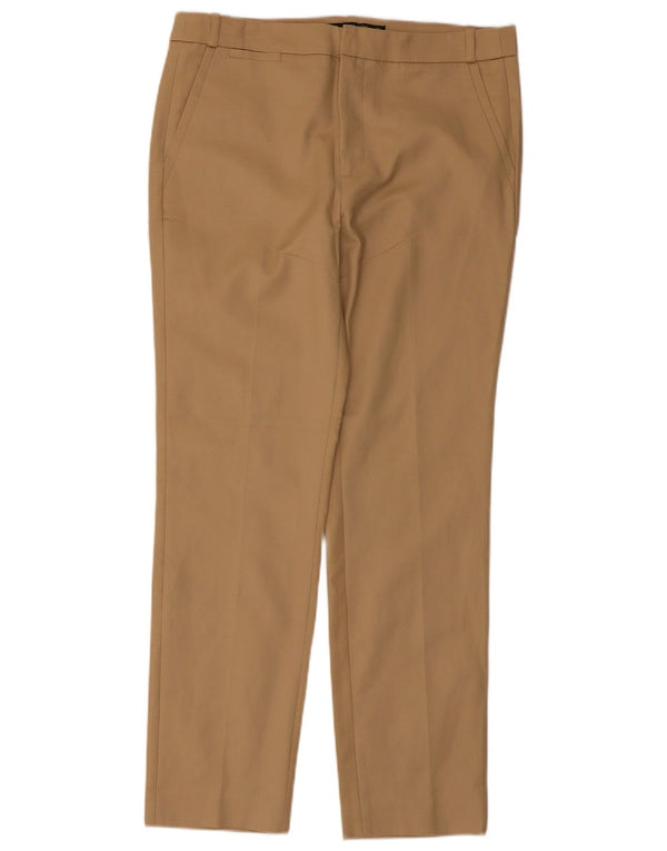 Zara Pantalon Chino Droit Femme EU 40 Moyen W30 L28 Coton Beige