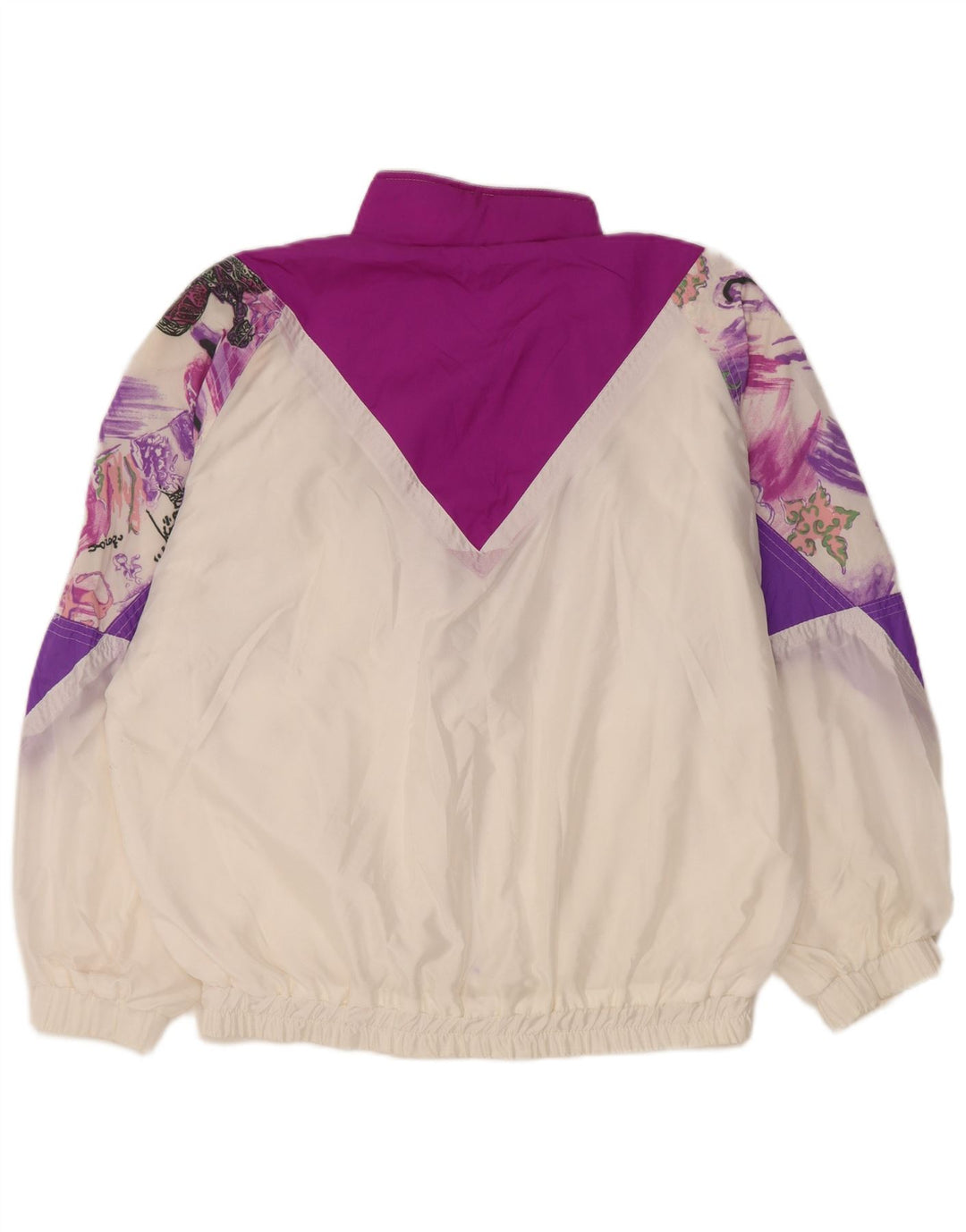 vintage Femmes Surdimensionné Survêtement Top Veste EU 36 Petit Colorblock Blanc