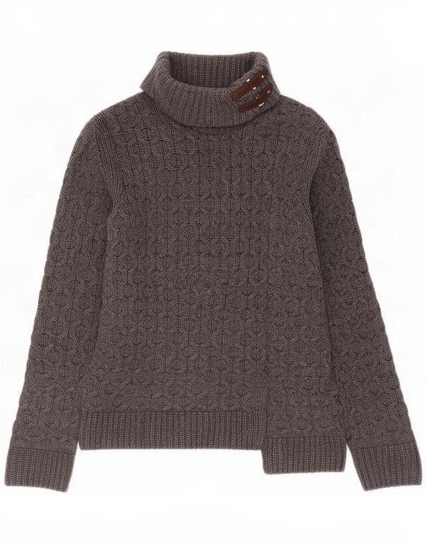 Massimo Dutti Pull col roulé pour femme UK 14 Laine gris moyen