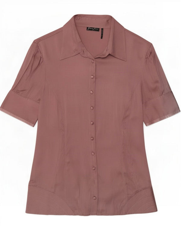 Guess Chemisier à manches courtes pour femme UK 12 Soie rose moyen