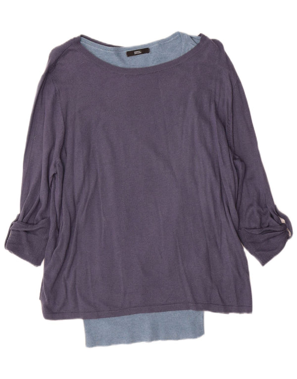 Marks & Spencer Pull surdimensionné à col bateau pour femme UK 16 Large Bleu marine