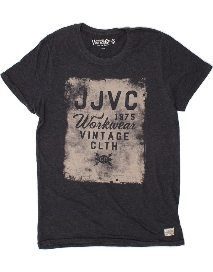 JACK & JONES Mens Graphic T-Shirt Top Large Grey Cotton Vintage Jack & Jones and Second-Hand Jack & Jones from Messina Hembry 