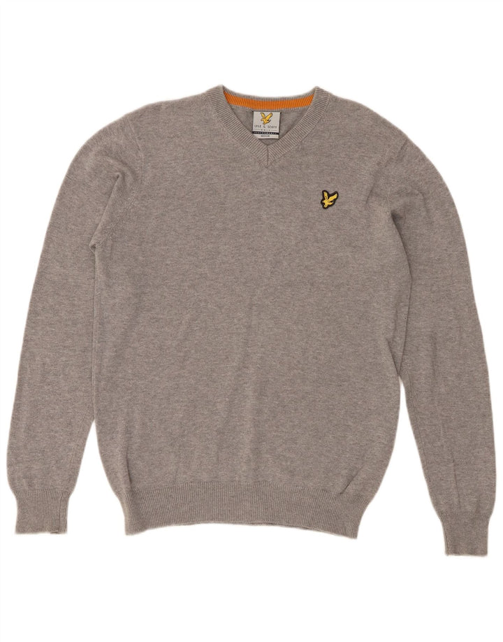 Lyle & Scott Pull Col V Homme Gris Moyen Coton