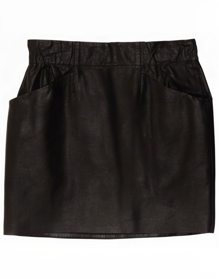 Zara Femme Mini Jupe En Simili Cuir Small W26 Noir Polyuréthane