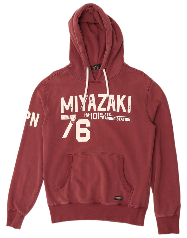 Superdry Pull à capuche graphique en coton bordeaux moyen pour homme