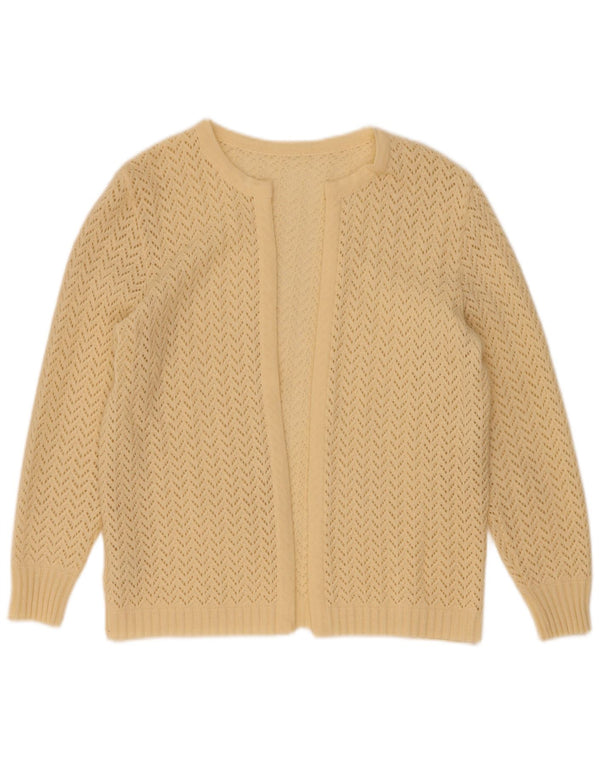 Schoeller Pull Cardigan Ouvert Femme UK 12 Beige Moyen Polyacrylique