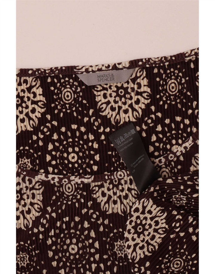 Marks & Spencer Haut à motif abstrait pour femme Manches 3/4 UK 20 2XL Marron