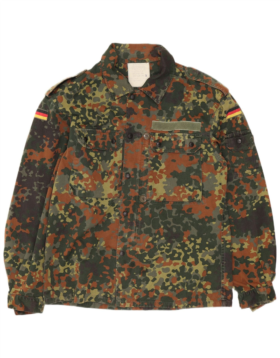 vintage Mens Overshirt Chemise Militaire Petit Camouflage Kaki