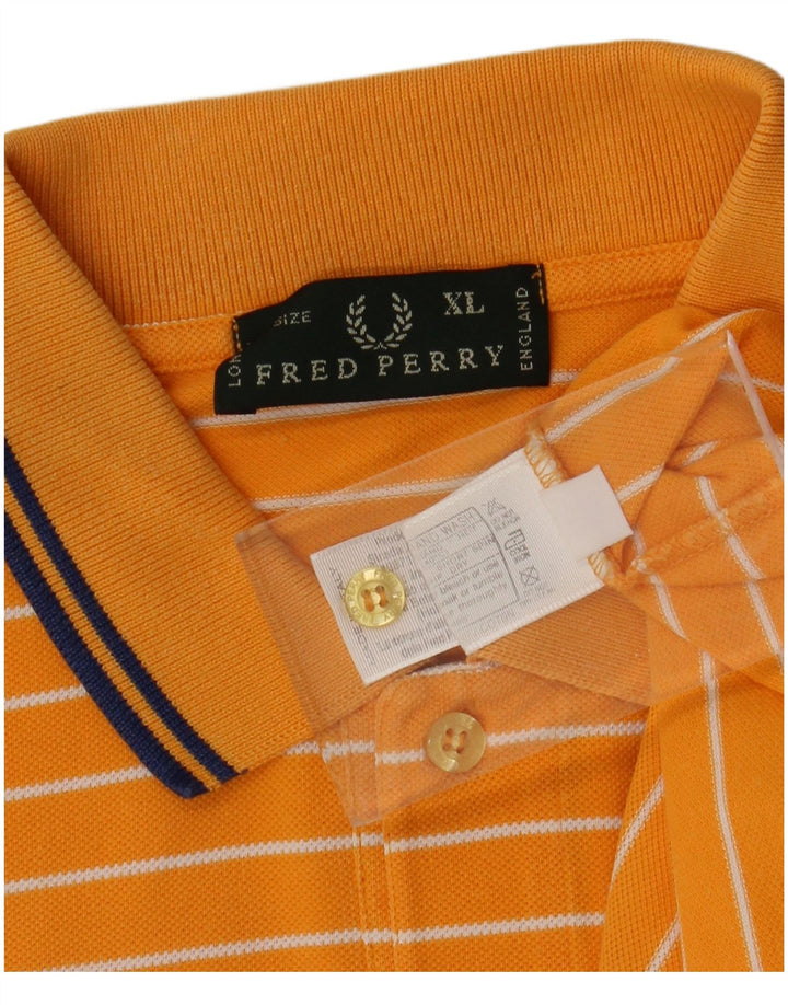 Fred Perry Polo Homme XL Orange Rayé Coton
