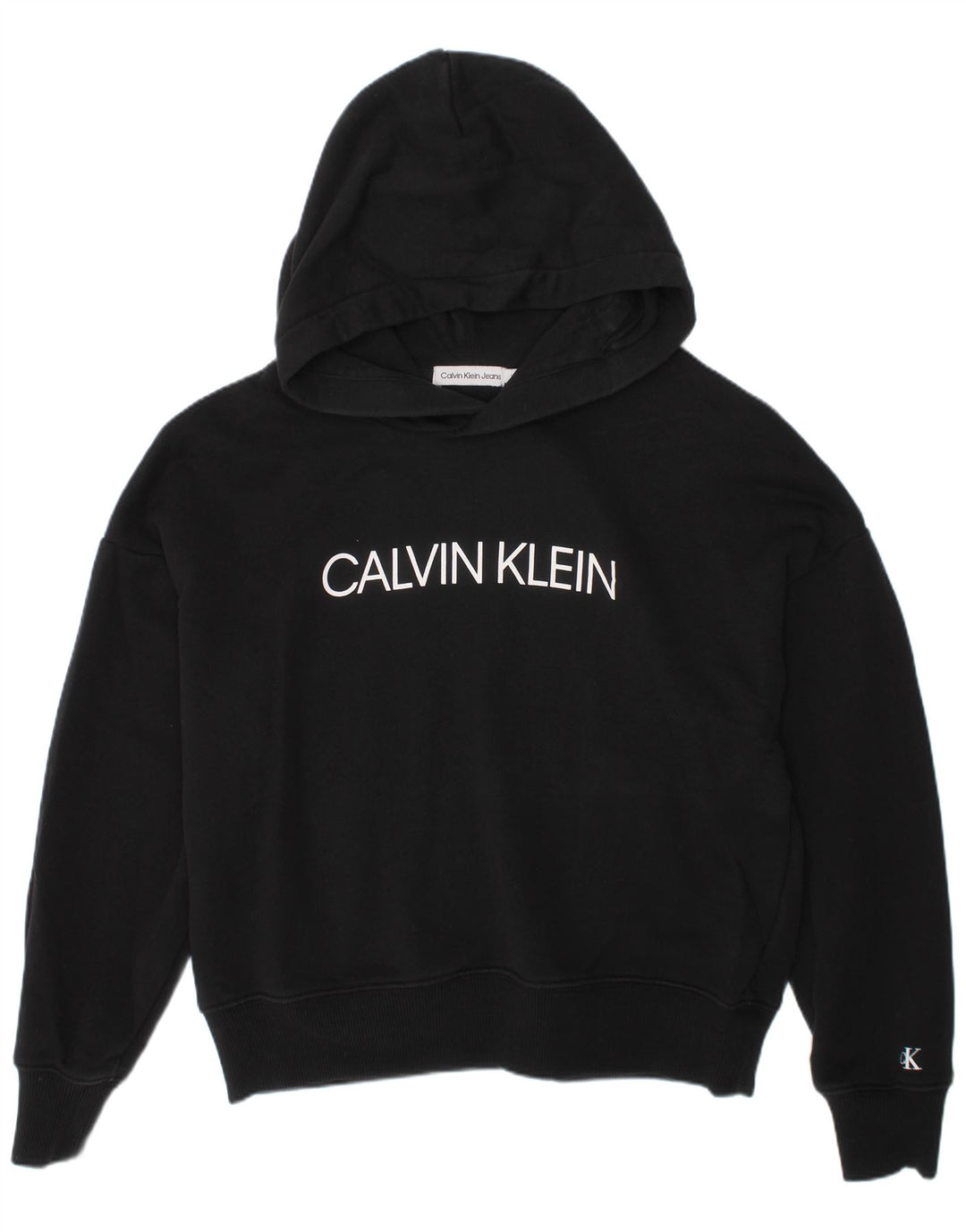 CALVIN KLEIN JEANS Pull à capuche court graphique pour fille 11-12 ans Noir