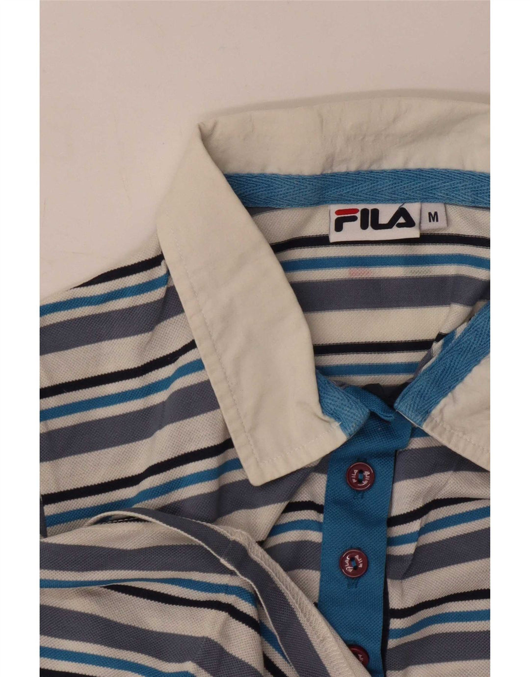 Fila Polo Femme UK 12 Bleu Moyen Rayé