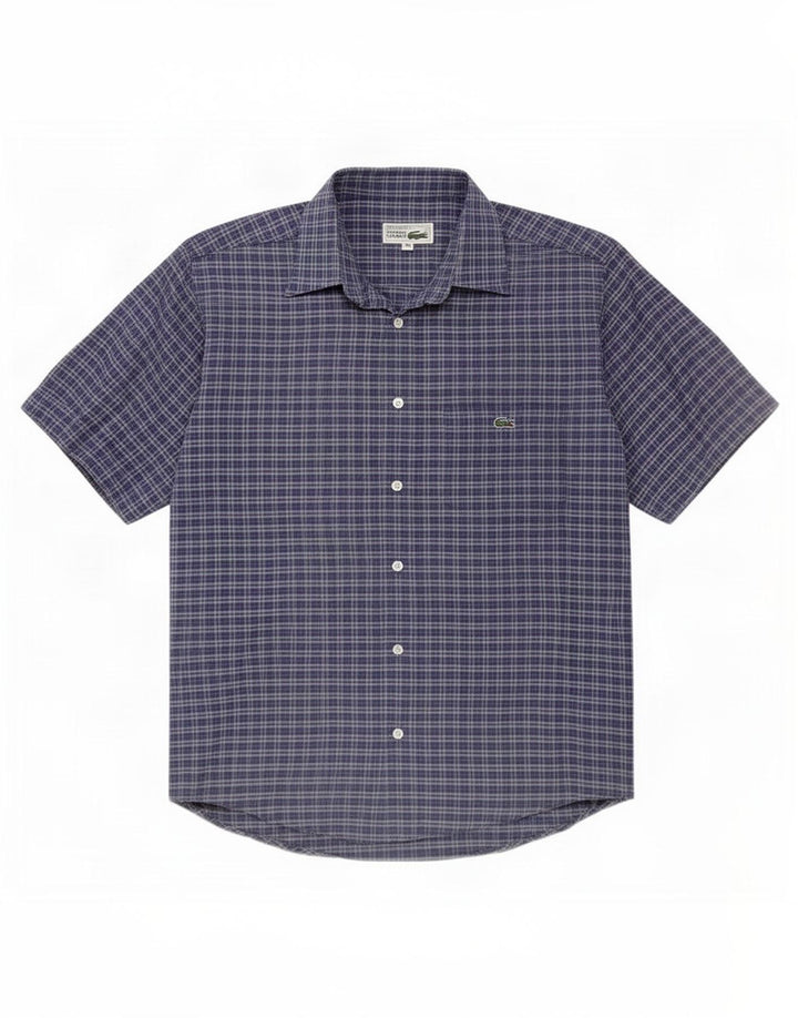 Lacoste Chemise à manches courtes homme bleu marine moyen à carreaux