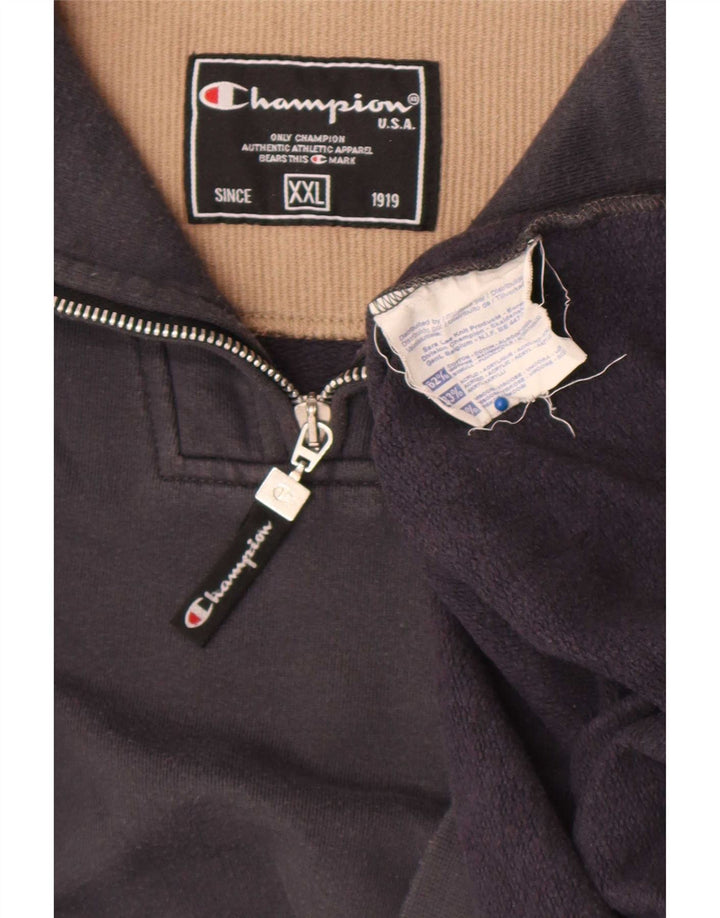 Champion Sweat-shirt à col zippé pour homme 2XL Gris Coton