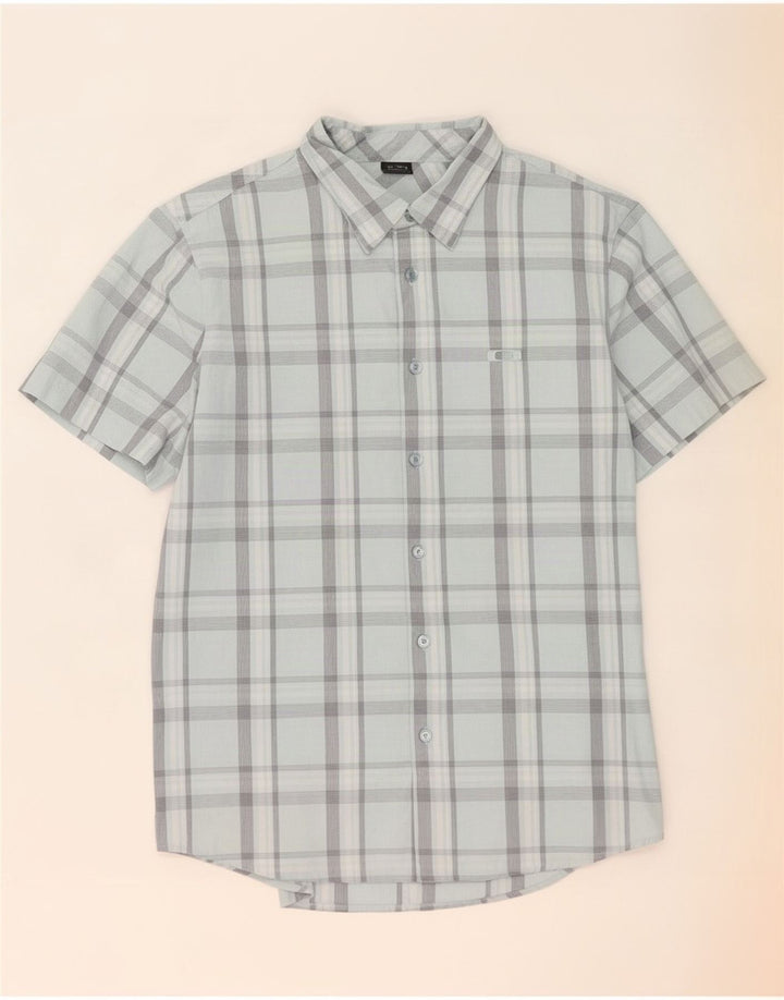 Oakley Chemise à manches courtes pour homme en coton à carreaux bleu moyen