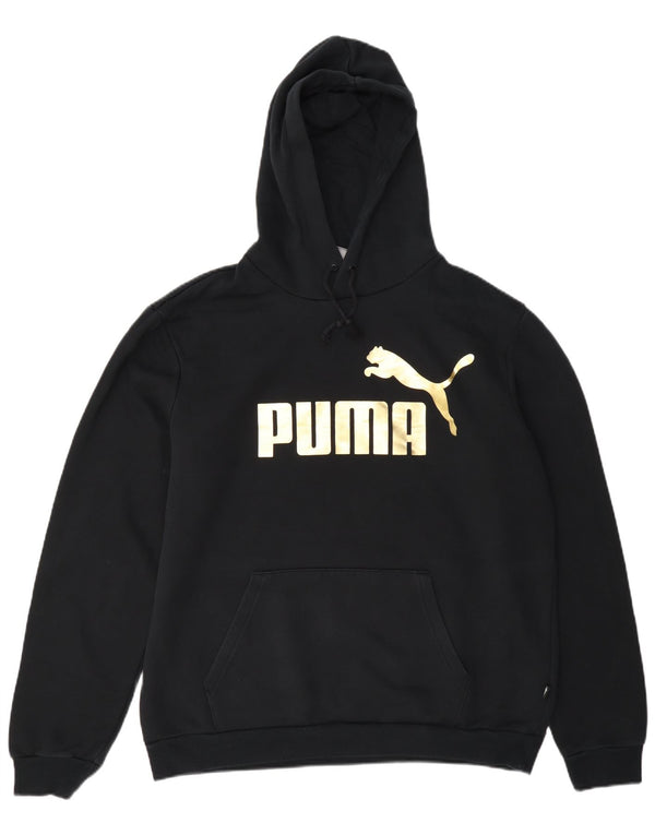 Puma Pull à capuche graphique pour homme en coton noir Taille L