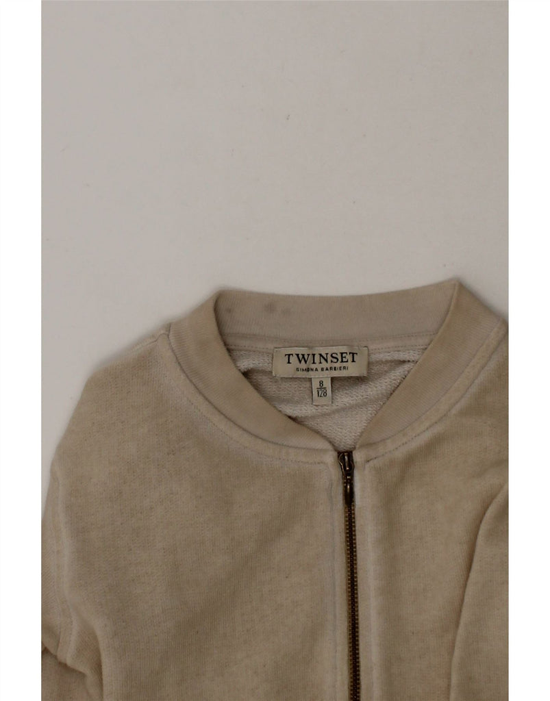 SIMONA BARBIERI Girls Twin-Set Tracksuit Top Jacket 7-8 Years Beige Vintage Simona Barbieri and Second-Hand Simona Barbieri from Messina Hembry 