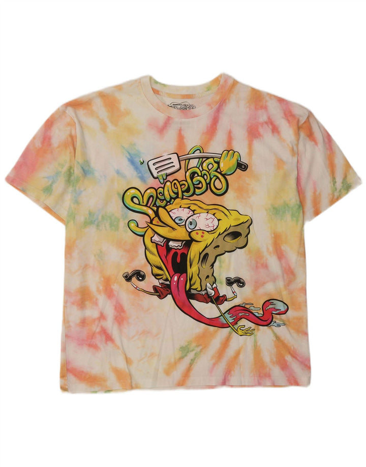 Pull & Bear T-Shirt Graphique Bob l'Éponge Homme Large Multicolore Tie Dye