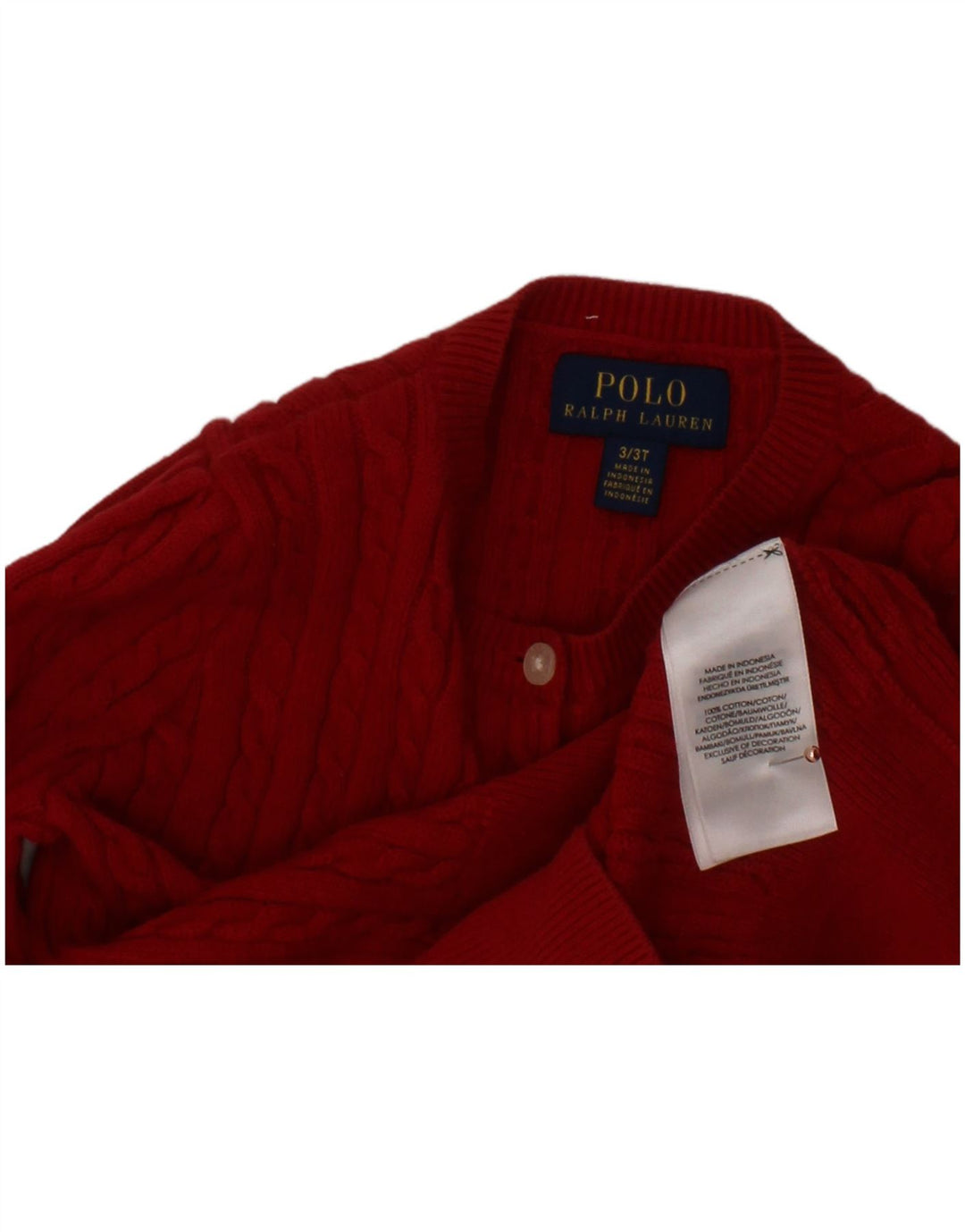 POLO RALPH LAUREN Pull Cardigan Fille 2-3 ans Rouge Coton
