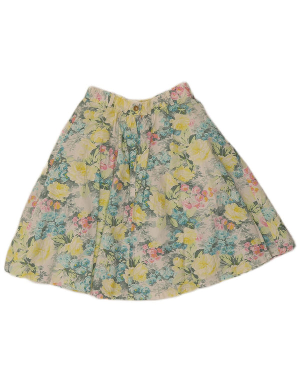 Jupe trapèze vintage pour femme EU 40 Medium W26 Coton floral multicolore
