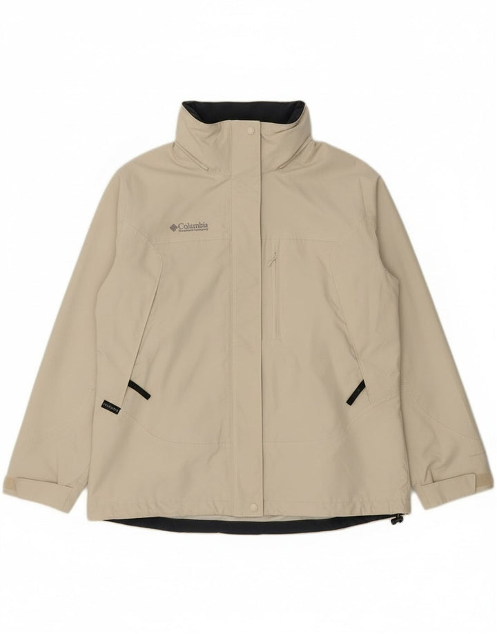 Columbia Veste de pluie surdimensionnée à capuche Omni-Tech pour femme UK 18 XL Beige